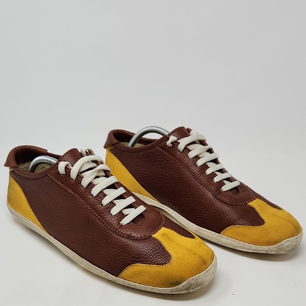Malo Brown Leather and Yellow Suede Retro Sneakers